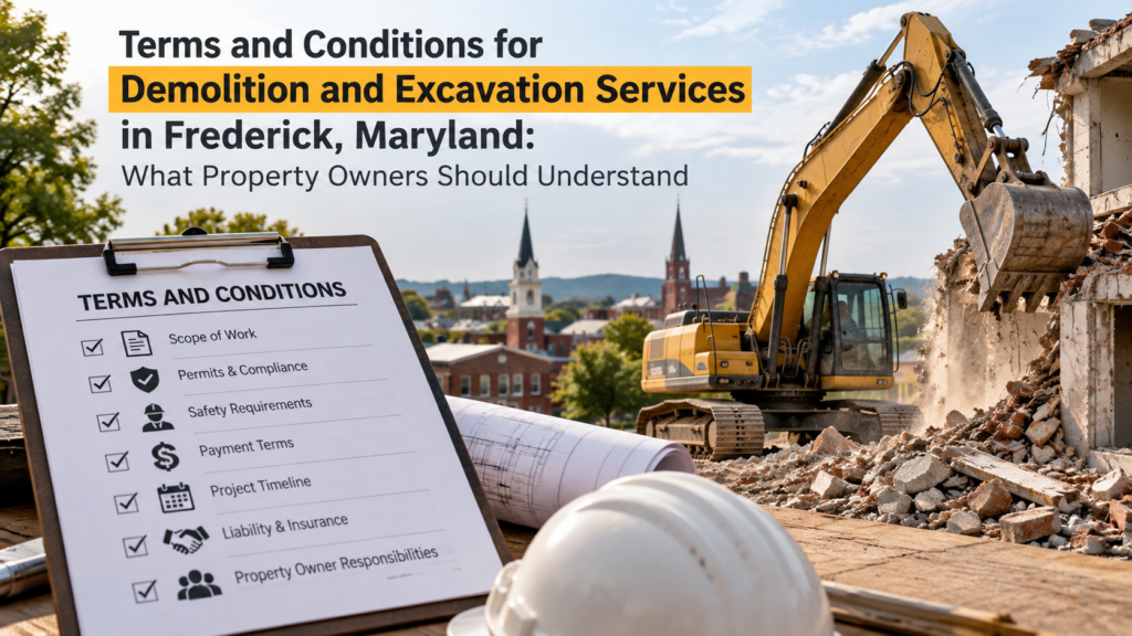 Terms and Conditions for Demolition and Excavation Services in Frederick, Maryland: What Property Owners Should Understand